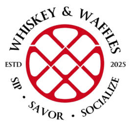 Red geometric symbol with intersecting lines on black background.
